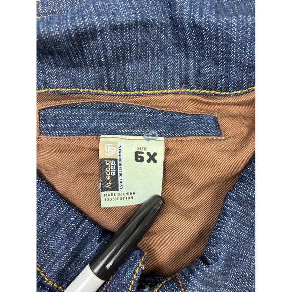 Vintage Y2K State Property Denim Jacket Mens 6X Blue Cotton Workwear Style - Picture 4 of 11